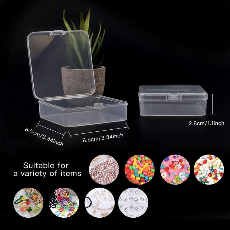 Rocutus 24 Pack Small Clear Plastic Storage Containers with Lids,Beads Storage Box with Hinged Lid for Beads,Earplugs,Pins, Small Items, Crafts, Jewelry, Hardware (3.3 x 3.3 x 1.1 Inches) - Image 2
